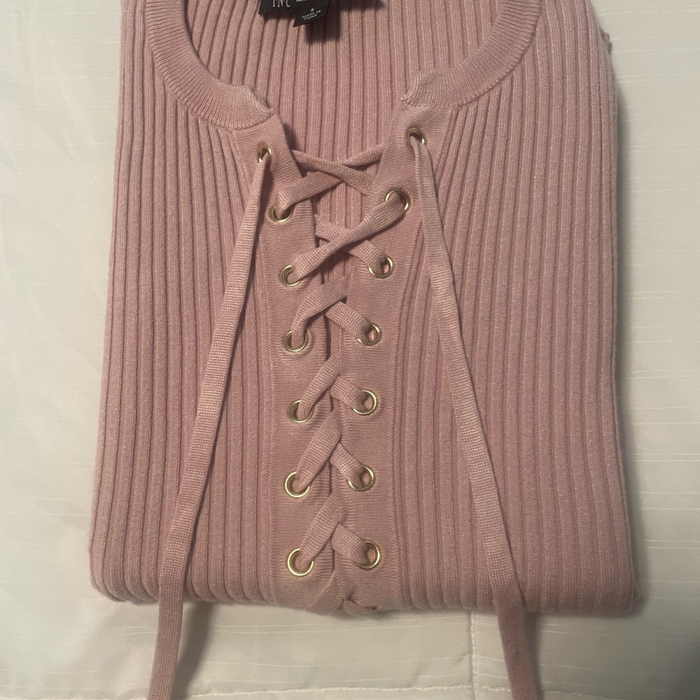 INC International Concepts  Dusty Pink V-Neck Sweater - Picture 2 of 6